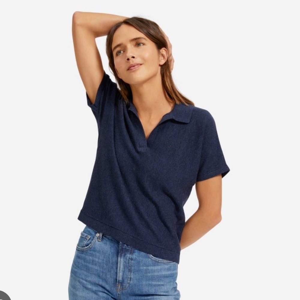 Everlane Short Sleeve Navy Polo